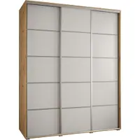 MEBLE KRYSPOL Cannes 4 Schrank mit 3 Schiebetüren - 205,2x190x60 cm - Artisan Weiß Silber