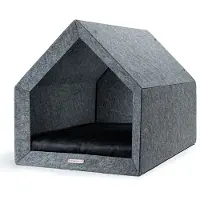 Rexproduct PetHome 2.0 Orthopädische Hundehütte mit Memory-Schaum und Dach – Biss- und Kratzfest, Gute Schalldämmung,, Größe S, hellgrau und graphit