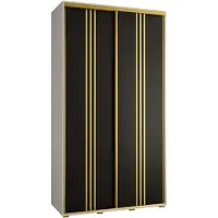 MEBLE KRYSPOL Cannes 6 Schrank mit 2 Schiebetüren - 205,2x140x45 cm - Weiß Schwarz Gold