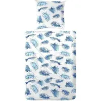 Hahn Textilien Hahn Seersucker Bettwäsche 155x220 cm + 80x80 cm Blau Baumwolle bügelarm