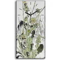 Coloray Leinwand Uhr Küche Wohnzimmer Bild 30x60 Malerei Asiatische Blumen Blätter - schwarze Hände