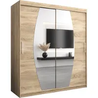 MEBLE KRYSPOL Kleiderschrank, Schiebetürenschrank Schlafzimmer, Schrank mit Spiegel ELYPSE 180 cm
