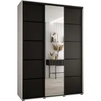 MEBLE KRYSPOL Davos 5 Schrank, drei Türen - 235,2x180x45 cm - Weiß Schwarz Schwarz