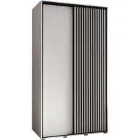 MEBLE KRYSPOL Sapporo 1 Schrank mit 2 Schiebetüren - 205,2x130x60 cm - Weiß Weiß Schwarz