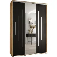 MEBLE KRYSPOL Cannes 13 Schrank mit 3 Schiebetüren - 205,2x180x45 cm - Artisan Schwarz Silber