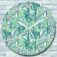 Coloray Wanduhr aus Glas Rund fi 30 Bananenblätter Quarz Deko Schlafzimmer Büro