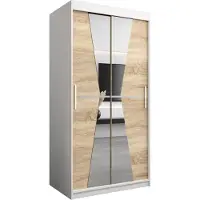 MEBLE KRYSPOL Kleiderschrank, Schiebetürenschrank Schlafzimmer, Schrank mit Spiegel MAROKO 100 cm
