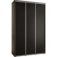 MEBLE KRYSPOL Cannes 1 Schrank mit 3 Schiebetüren - 205,2x150x45 cm - Schwarz Schwarz Silber