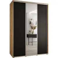 MEBLE KRYSPOL Cannes 3 Schrank mit 3 Schiebetüren - 205,2x170x60 cm - Artisan Schwarz Silber