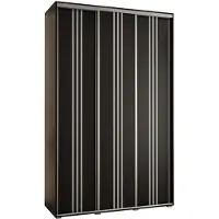 MEBLE KRYSPOL Davos 6 Schrank, drei Türen - 235,2x150x45 cm - Schwarz Schwarz Silber