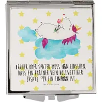 Mr. & Mrs. Panda Kosmetikspiegel Einhorn Verliebt - Weiß - Geschenk, Liebe, Schminkspiegel, Unicorn, Freundin, Klappbarer Spiegel, Klappspiegel, Einhörner, Reise, Frauen