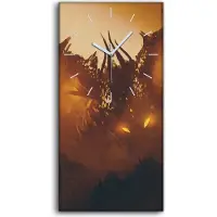 Coloray Wandbild Leinwand Bilder mit Uhr 30x60 Ölgemälde Monster Fantasie Drachen - weiße Hände