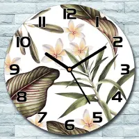 Coloray Wanduhr aus Glas Rund fi 30 Tropische Blumen Quarz Deko Schlafzimmer Büro
