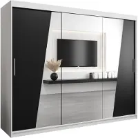 MEBLE KRYSPOL Kleiderschrank, Schiebetürenschrank Schlafzimmer, Schrank mit Spiegel RHOMB 250 cm