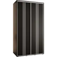 MEBLE KRYSPOL Cannes 6 Schrank mit 2 Schiebetüren - 205,2x130x60 cm - Schwarz Schwarz Silber