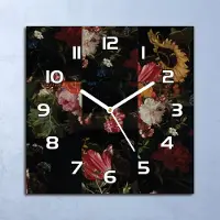Coloray Deko Glasuhr Wanduhr 30x30 Barock dunkel Muster Quarz Küchenuhr Bürouhr