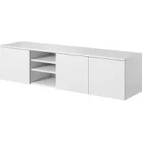 PAWS MÖBEL Weißer wandmontierter RTV-Schrank, 150x38x37, TV-Schrank, modern matt