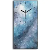 Coloray Wohnzimmer-Bild Leinwand Uhr 30x60 Gemälde Sterne am Nachthimmel der Galaxie - schwarze Hände