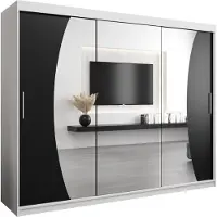 MEBLE KRYSPOL Kleiderschrank, Schiebetürenschrank Schlafzimmer, Schrank mit Spiegel WAVE 250 cm