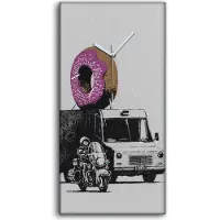 Coloray Wandbild Leinwand Bilder Wanduhr Geräuschlos Kunstdruck 30x60 Donuts Polizei - weiße Hände