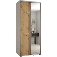 MEBLE KRYSPOL Davos 5 Schrank, zwei Türen - 235,2x120x60 cm - Weiß Artisan Silber