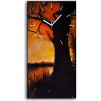 Coloray Leinwand Wanduhr Wandkunst Uhr 30x60 Malerei Abstrakte Dunkle Bäume Landschafts - weiße Hände