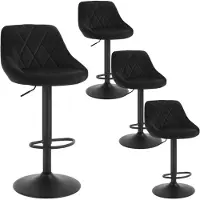 Woltu Barhocker 4er Set, Barstuhl, Gute gepolsterte Sitzfläche aus Samt, Höhenverstellbar, 360° Drehbar, Schwarz