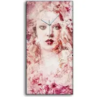 Coloray Küche Wohnzimmer Wand Leinwand Uhr 30x60 Wand Kunst Frauenporträt Rosa Mode - weiße Hände