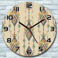 Coloray Wanduhr aus Glas Rund fi 30 Aztekisches Muster Quarz Deko Schlafzimmer Büro