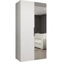 MEBLE KRYSPOL , Kleiderschrank, Schrank 100 cmx202x52, Weiß, Schwarz