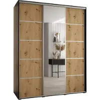 MEBLE KRYSPOL Davos 5 Schrank, drei Türen - 235,2x200x60 cm - Schwarz Artisan Silber