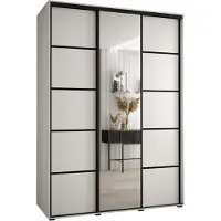 MEBLE KRYSPOL Davos 5 Schrank, drei Türen - 235,2x170x60 cm - Weiß Weiß Schwarz