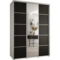 MEBLE KRYSPOL Davos 5 Schrank, drei Türen - 235,2x170x60 cm - Weiß Schwarz Silber