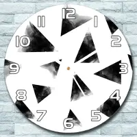 Coloray Wanduhr aus Glas Rund fi 30 Schwarze Dreiecke Quarz Deko Schlafzimmer Büro