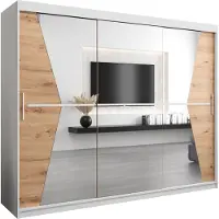 MEBLE KRYSPOL Kleiderschrank, Schiebetürenschrank Schlafzimmer, Schrank mit Spiegel MAROKO 250 cm