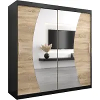 MEBLE KRYSPOL Kleiderschrank, Schiebetürenschrank Schlafzimmer, Schrank mit Spiegel WAVE 200 cm