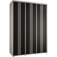 MEBLE KRYSPOL Cannes 6 Schrank mit 3 Schiebetüren - 205,2x170x60 cm - Weiß Schwarz Silber