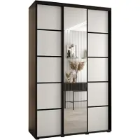 MEBLE KRYSPOL Cannes 5 Schrank mit 3 Schiebetüren - 205,2x150x45 cm - Schwarz Weiß Schwarz