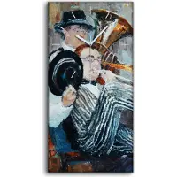 Coloray Wanduhr Bürouhr Leinwand Bild 30x60 Foto Malerei die das Orchester spielt - weiße Hände