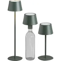 Northpoint 3in1 LED Tischlampe 2er-Set Flaschenleuchte in olivegrün max. 45cm hoch mit 3000mAh Akku 200lm warmweißes Licht (3000K) stufenlos dimmbar für Innen und Außen