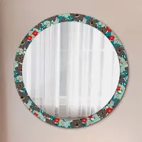 Coloray Runder Spiegel mit Modernem Aufdruck - Dekospiegel Wandmontage -retro blumen muster- Ø100cm