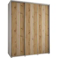 MEBLE KRYSPOL Davos 6 Schrank, drei Türen - 235,2x200x60 cm - Weiß Artisan Silber