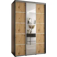 MEBLE KRYSPOL Davos 5 Schrank, drei Türen - 235,2x160x60 cm - Schwarz Artisan Silber