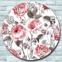 Coloray Wanduhr aus Glas Rund fi 30 Gartenblumen Quarz Deko Schlafzimmer Büro
