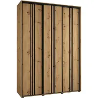 MEBLE KRYSPOL Davos 6 Schrank, drei Türen - 235,2x180x45 cm - Artisan Artisan Schwarz
