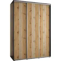 MEBLE KRYSPOL Cannes 6 Schrank mit 3 Schiebetüren - 205,2x170x60 cm - Schwarz Artisan Silber