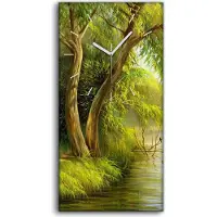 Coloray Leinwand Uhr Küche Wohnzimmer Bild Geräuschlos 30x60 Wohnkultur See Wasser - weiße Hände