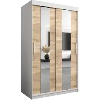 MEBLE KRYSPOL Kleiderschrank, Schiebetürenschrank Schlafzimmer, Schrank mit Spiegel POLE 120 cm