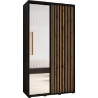 MEBLE KRYSPOL Sapporo 2 Schrank mit 2 Schiebetüren - 205,2x130x45 cm - Schwarz Artisan Schwarz