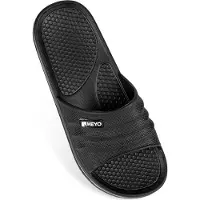 HEYO Herren Badeschlappen EVA, leichte rutschfeste Duschschuhe, Schwarz, 45